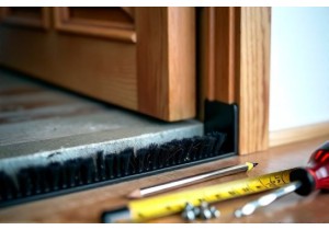 Mount Brush Type Door Bottom Seal Against Drafty Thresholds